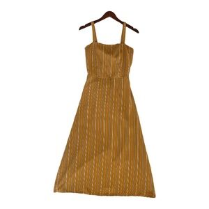 Potter's Pot Midi Sleeveless Sundress with Square Neck and Open Back Design